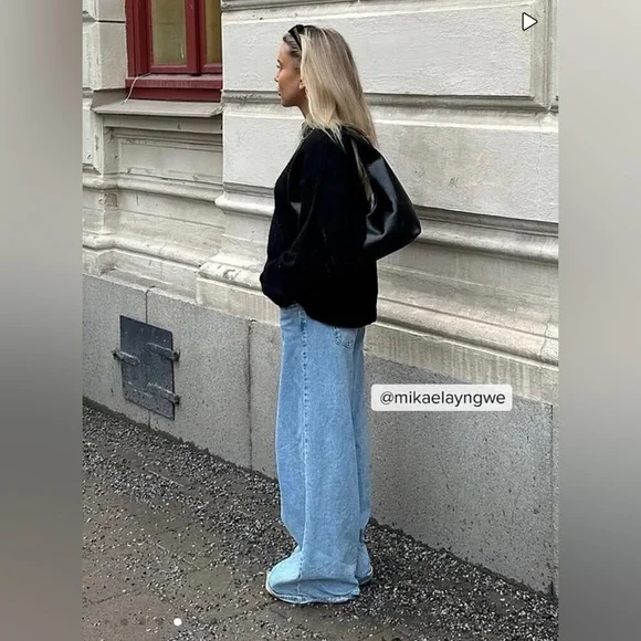 NA-KD Cotton Wide Low Waist Light Blue Jeans size US- 10(L), EU-40 - Picture 8 of 10